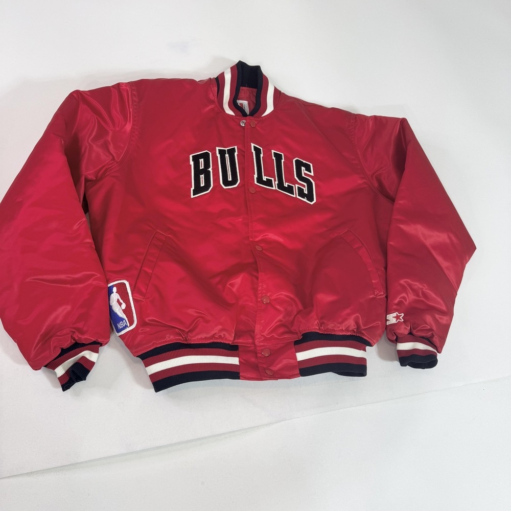 Vintage Chicago Bulls Jacket Mens XL Red NBA Basketball Starter Satin USA 90s